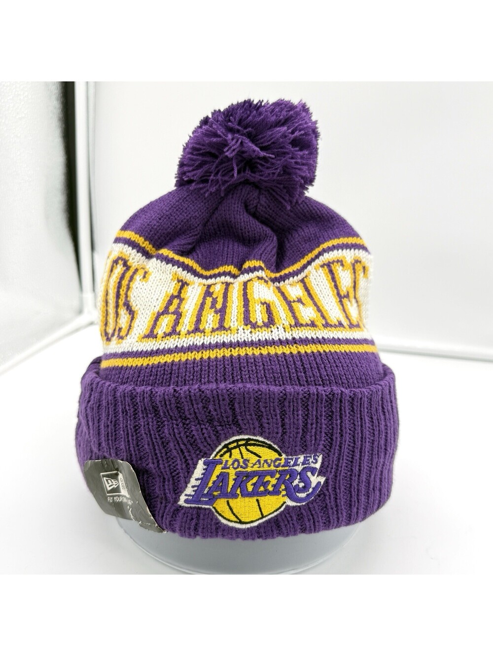 New Era Los Angeles Lakers Fireside Knit Pom Beanie Purple Gold NBA NWT OSFA Fan
